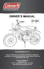 Preview for 1 page of Coleman Powersports BT200X Owner'S Manual