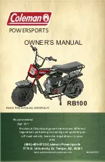 Предварительный просмотр 1 страницы Coleman Powersports RB100 2021 Owner'S Manual