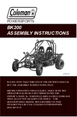 Предварительный просмотр 1 страницы Coleman BK200 Assembly Instructions Manual