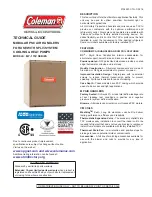 Coleman MP12BN11 Technical Manual preview