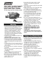 Preview for 1 page of Coleman QUICKPUMP Instructions For Use