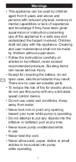 Preview for 8 page of Coleman Rechargeable QuickPump Instructions For Use Manual