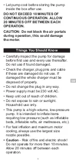 Preview for 9 page of Coleman Rechargeable QuickPump Instructions For Use Manual