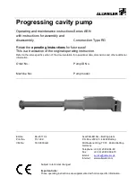 Colfax AE1N200-RG Operating And Maintenance Instructions Manual preview