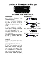 Предварительный просмотр 1 страницы collaxx Bluetooth-Player Mounting And Usage Manual