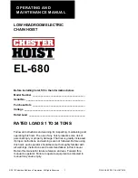 Preview for 1 page of Columbus McKinnon CHESTER HOIST EL-680 Operating And Maintenance Manual