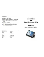 Preview for 2 page of Comar Systems ASR 100 Installation And Quick Reference Manual