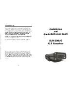 Предварительный просмотр 1 страницы Comar Systems SLR-200 Installation And Quick Reference Manual