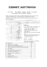 Предварительный просмотр 1 страницы Comet VA-250 Instruction And Assembly Manual