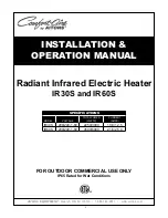 COMFORT-AIRE IR30S Installation & Operation Manual preview