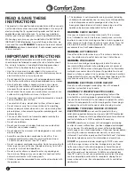 Preview for 2 page of Comfort Zone CZBC Series Manual