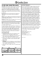 Preview for 4 page of Comfort Zone CZST181R Series Quick Start Manual