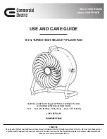 Preview for 1 page of Commercial Electric HVFF16CE Use And Care Manual