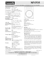 Предварительный просмотр 1 страницы Community MVP35 Specifications