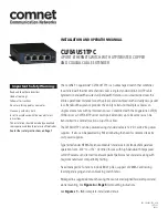 Предварительный просмотр 1 страницы Comnet CLFE4US1TPC Installation And Operation Manual