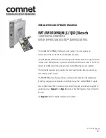 Предварительный просмотр 1 страницы Comnet FVT109B Installation And Operation Manual