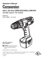 Предварительный просмотр 1 страницы COMPANION 315.101860 Operator'S Manual