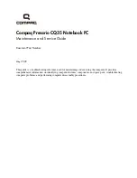 Предварительный просмотр 1 страницы Compaq Presario CQ35 Maintenance And Service Manual