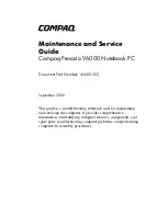 Preview for 1 page of Compaq presario V6000 Maintenance And Service Manual