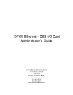 Предварительный просмотр 1 страницы Compatible Systems 10/100 Ethernet DES I/O Card Administrator'S Manual