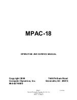 Computer Dynamics MPAC-18 Operating And Service Manual preview