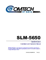 Preview for 1 page of Comtech EF Data SLM-5650 Installation And Operation Manual