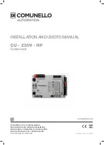 Предварительный просмотр 1 страницы Comunello CU 230V HP Installation And User Manual