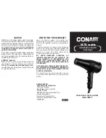 Conair 1002TC Instruction Manual preview