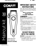 Conair 30 PIECE HC340WC Instructions For Care And Use предпросмотр