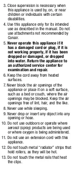 Preview for 3 page of Conair Hot Clips CHV26HCX User Manual