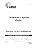 Preview for 1 page of Concoa Advantium 16 Installation And Operating Instructions Manual