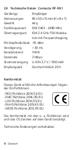 Preview for 18 page of Contacta RF-RX1 Installation & User Manual