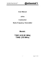 Preview for 1 page of Continental Automotive TXN2 User Manual