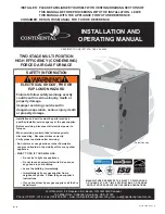Continental Refrigerator TWO STAGE MULTI POSITION HIGH EFFICIENCY (CONDENSING) FORCED AIR GAS FURNACE Installation And Operating Manual preview