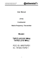 Continental Refrigerator TXPZ1 User Manual preview