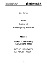 Preview for 1 page of Continental Refrigerator TXPZ1 User Manual