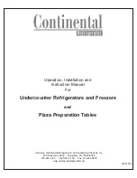 Предварительный просмотр 1 страницы Continental Refrigerator Undercounter Refrigerator and Freezer Pizza Preparation Table Instruction Manual