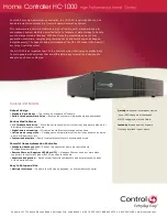 Предварительный просмотр 1 страницы Control 4 C4-HC1000-E-B Technical Specifications