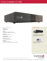 Предварительный просмотр 2 страницы Control 4 C4-HC1000-E-B Technical Specifications