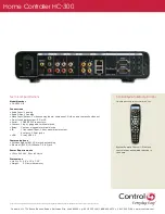 Предварительный просмотр 2 страницы Control 4 C4-HC300-B Specifications