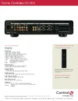 Предварительный просмотр 2 страницы Control 4 C4-HC500-E-B Technical Specifications