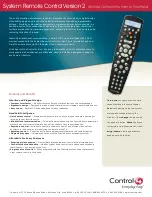 Preview for 1 page of Control 4 RCZ-SRC2-B Specifications