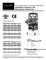 Preview for 1 page of controlair 500-BD Installation, Operation And Maintenance Instructions