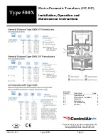 controlair 500X Installation, Operation And Maintenance Instructions preview