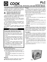 Preview for 1 page of COOK PLC Installation, Operation And Maintenance Manual