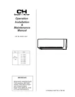 Cooper & Hunter CHV-07WTU Operation Installation Maintenance Manual предпросмотр