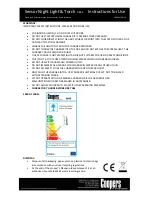 Preview for 2 page of Coopers Sensor Night Light & Torch Instructions For Use