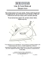 Предварительный просмотр 1 страницы Corby CO9028 Use & Care Manual