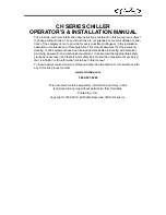 Предварительный просмотр 2 страницы Cornelius Chiller  ("CH" Series) CH 250 Operator'S & Installation Manual