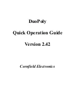 CORNFIELD ELECTRONICS DuoPoly Quick Operation Manual preview